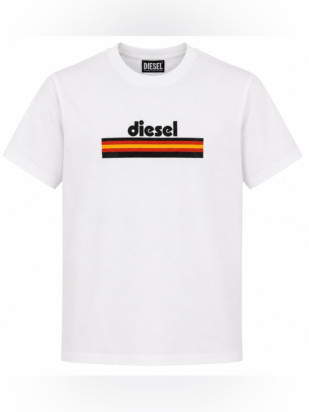 Diesel Kids White Retro Logo Graphic T-Shirt Size Large 100% Cotton Designer Tee